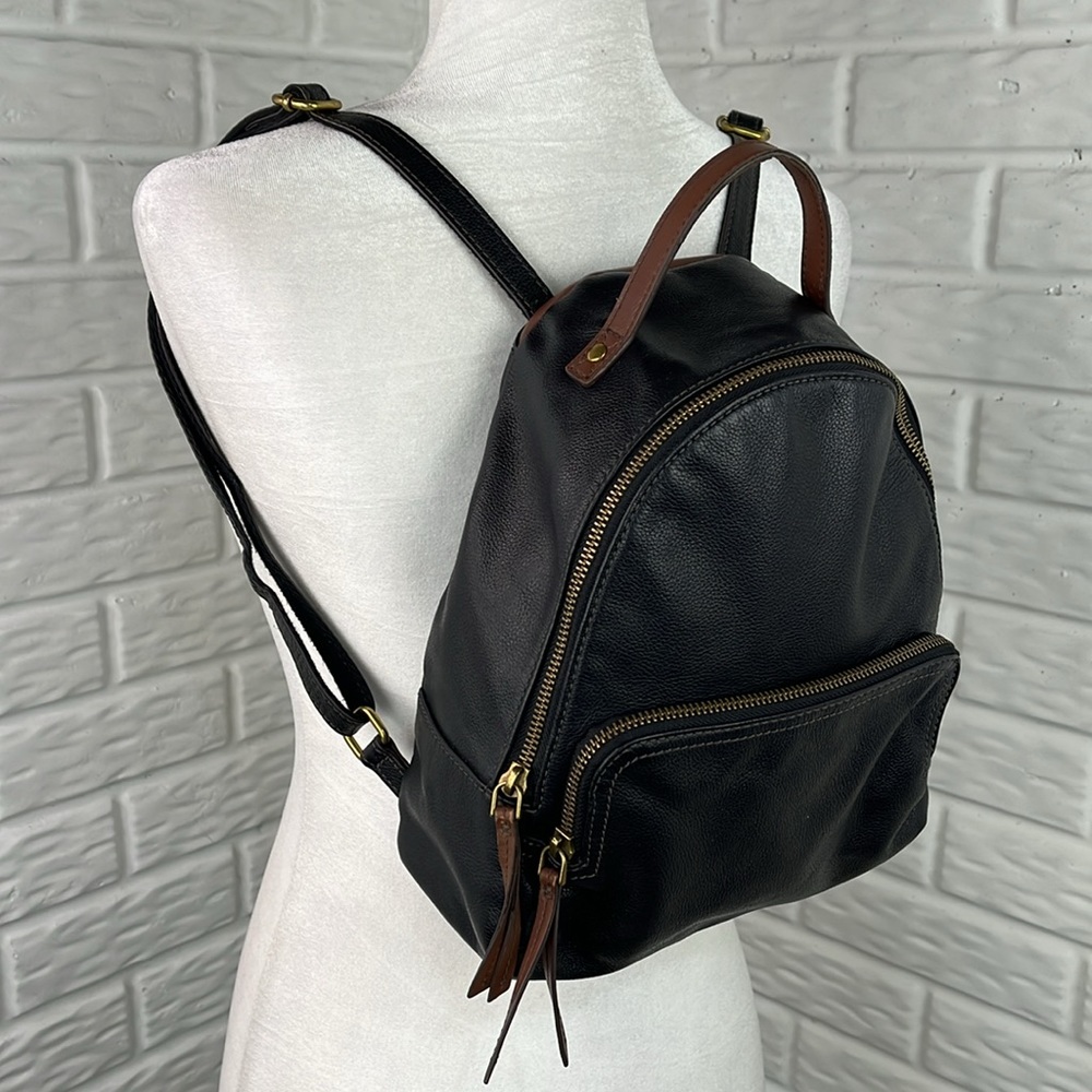Fossil Black Leather Backpack - image 2